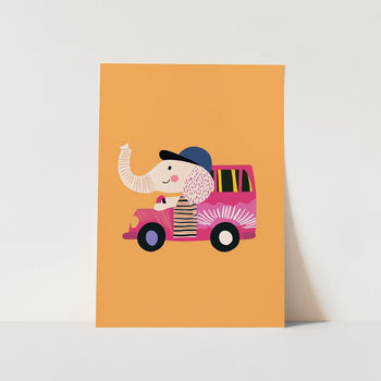 Happy Elephant Driver PFY Art Print