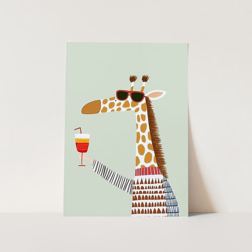 Cool Giraffe Summer Drink PFY Art Print