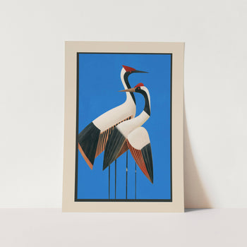 Abstract Cranes in Blue Art Print