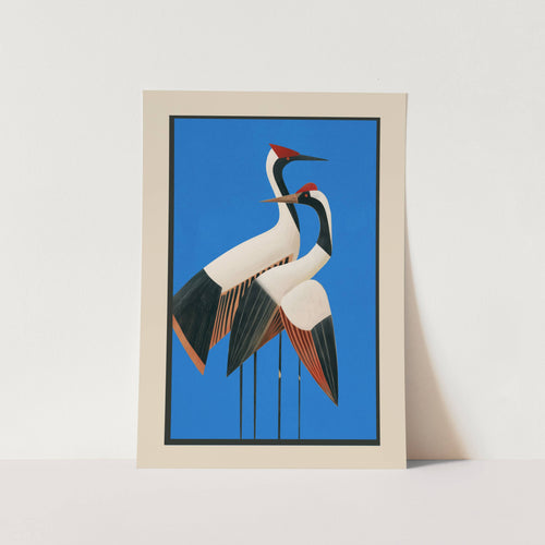 Abstract Cranes in Blue Art Print
