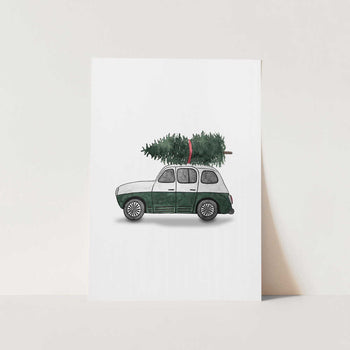 Green Christmas Car PFY Art Print