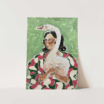 Girl With Her Duck PFY Art Print