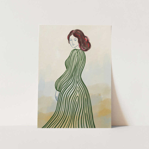 Elegant Woman Green Dress PFY Art Print