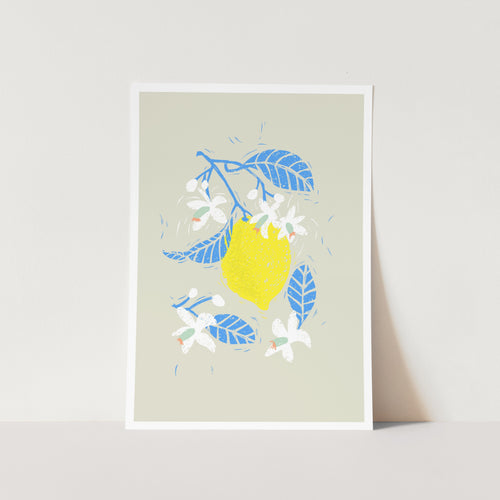Lemon Fruit with Blue Leaves PFY Art Print