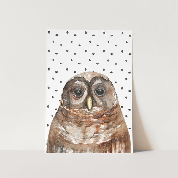 Spotty Background Owl Art Print