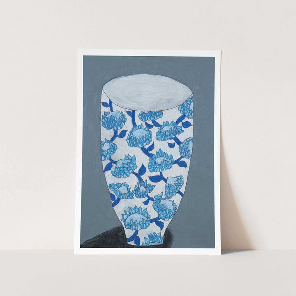 Blue Protea Vase Art Print