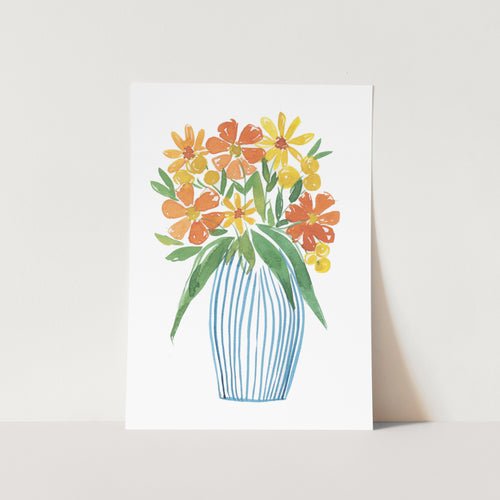 Blue Striped Vase Art Print