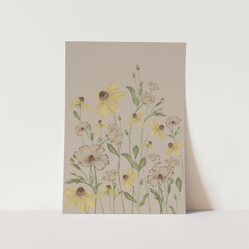 Butterfly Ranunculus and Susans 01 Art Print