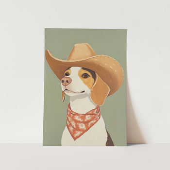 Cowboy Beagle Dog PFY Art Print