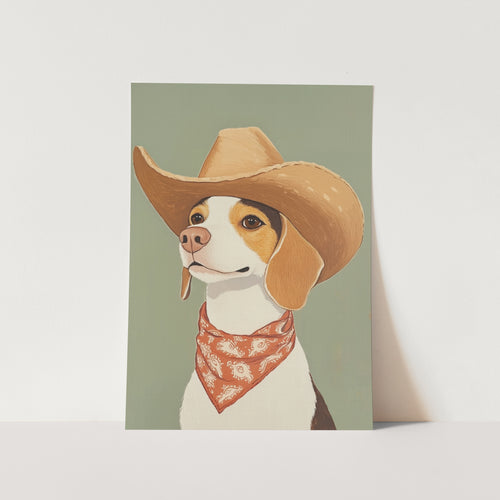 Cowboy Beagle Dog PFY Art Print