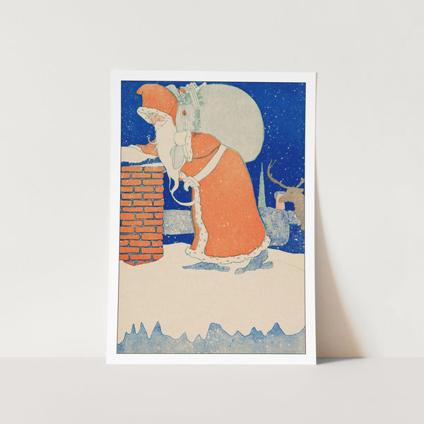 Santa with Gift Bag Art Print