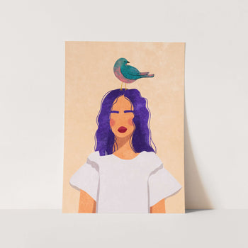 Girl with Bird PFY Art Print