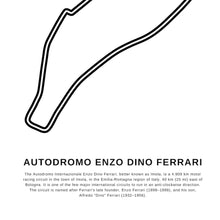 Load image into Gallery viewer, Italy Autodromo Enzo Dino Ferrari F1 Race Track Art Print