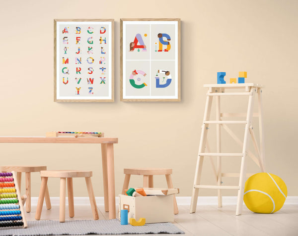 Alphabet Kids ABCD Art Print