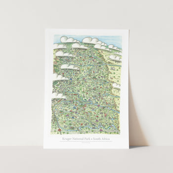 Kruger National Park Illustration Map Art Print