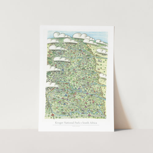 Kruger National Park Illustration Map Art Print