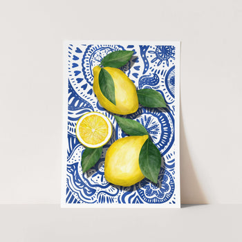 Lemons on Blue 01 PFY Art Print