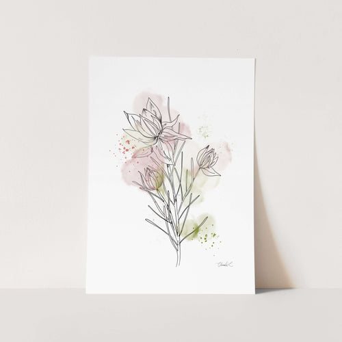 Line Art & Watercolour Blushing Bride Art Print