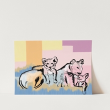 Load image into Gallery viewer, Mama Lion and her Cubs Art Print