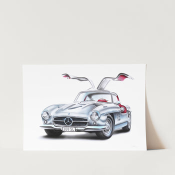 Mercedes-Benz 300SL Silver Gullwing Art Print
