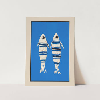 Minimal Fish on Blue Art Print