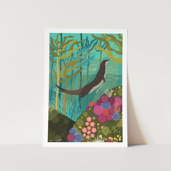 Otter in the Kelp Forest Art Print