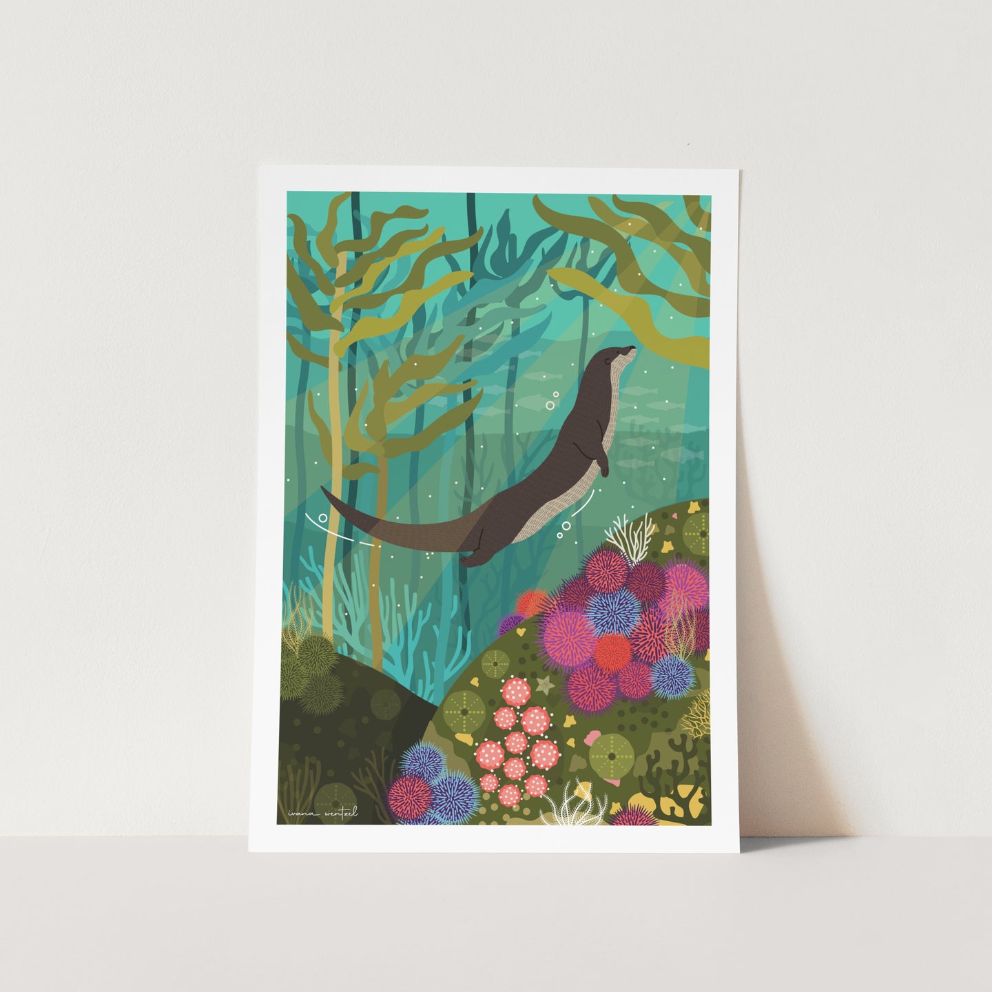 Otter in the Kelp Forest Art Print
