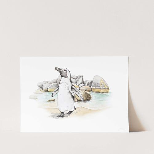 Penguin at Boulders Art Print