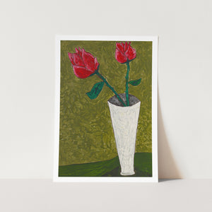 Roses on Green Art Print