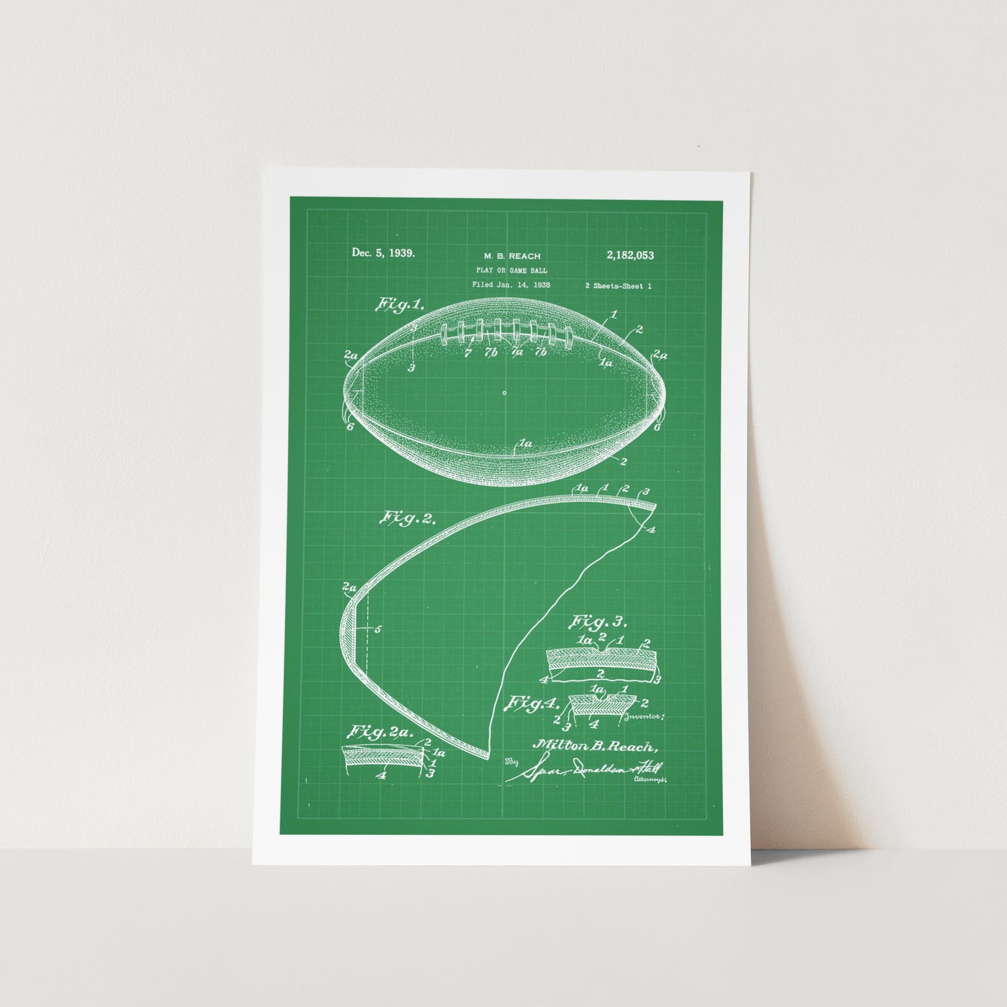 Rugby Ball Patent Art Print
