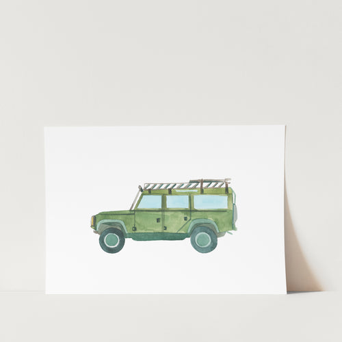 Army Green Land Rover Art Print
