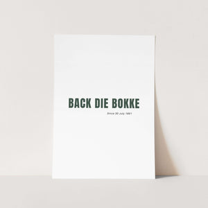 Back die Bokke Art Print