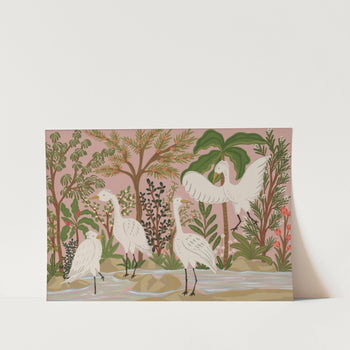 Peaceful Jungle Egrets PFY Art Print