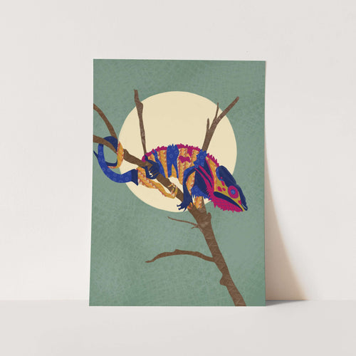 Shweshwe Green Chameleon Art Print