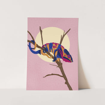 Shweshwe Pink Chameleon Art Print