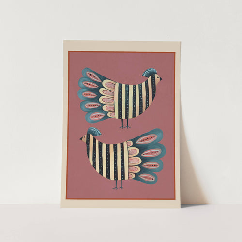 Striped Bird Pair I Art Print
