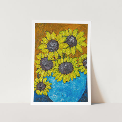 Sunfowers in Blue Vase Art Print