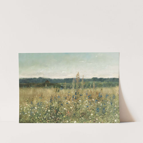 Vintage Blue WildFlowers Art Print