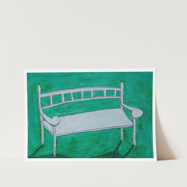 White Bench with Shadow Art Print