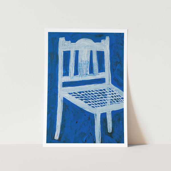 White Chair on Blue Art Print