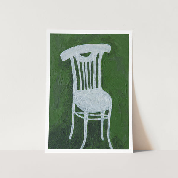 White Chair on Green Art Print