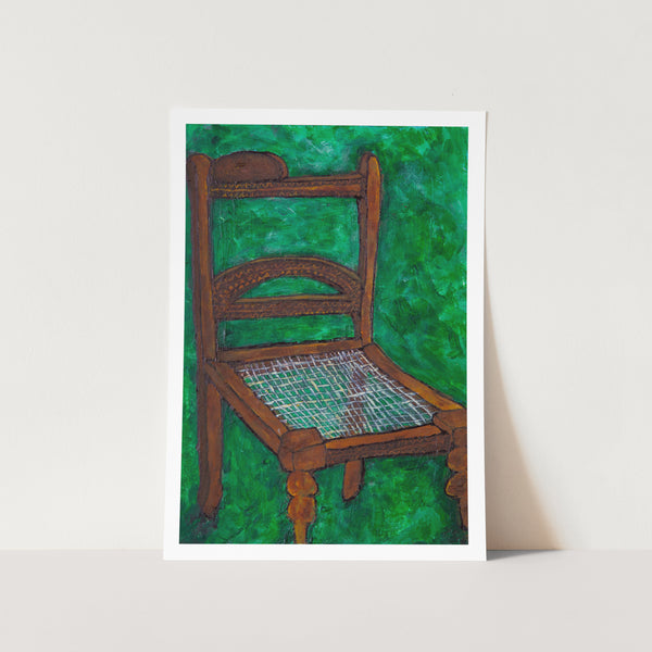 Wooden Chair on Green Art Print
