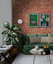 Load image into Gallery viewer, Wooden Chair on Green Art Print