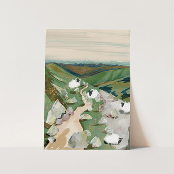 Peaceful Hillside Sheep PFY Art Print