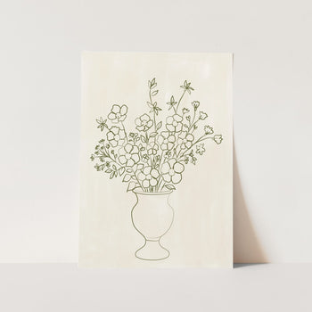 Elegant Floral Vase Drawing PFY Art Print