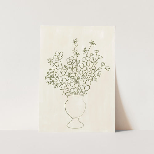 Elegant Floral Vase Drawing PFY Art Print
