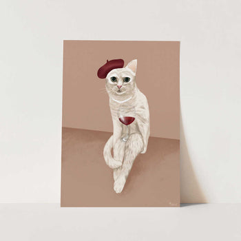 Classy Wine Cat PFY Art Print