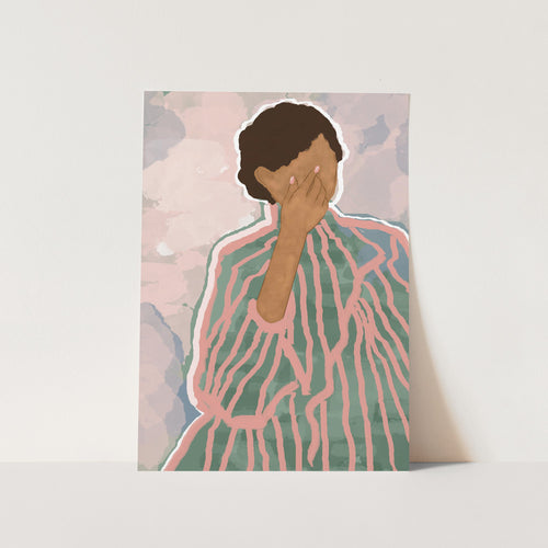 Pink Striped Woman PFY Art Print