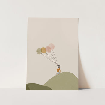 Girl and Her Balloons PFY Art Print