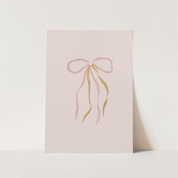 Delicate Pink and Golden Bow PFY Art Print
